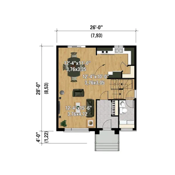 Modern House Plan 3D First Floor - Julie Prairie Style Home 126D-0893 - Search House Plans and More