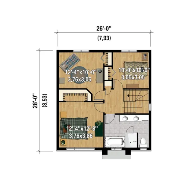 Modern House Plan 3D Second Floor - Julie Prairie Style Home 126D-0893 - Search House Plans and More