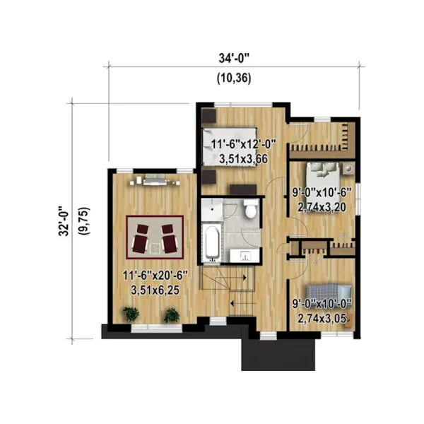 Contemporary House Plan 3D Second Floor - Sunday Harbor Modern Home 126D-0899 - Shop House Plans and More