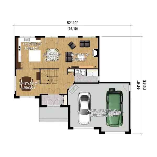 Mountain House Plan 3D First Floor - Sopko Modern Prairie Home 126D-0903 - Shop House Plans and More