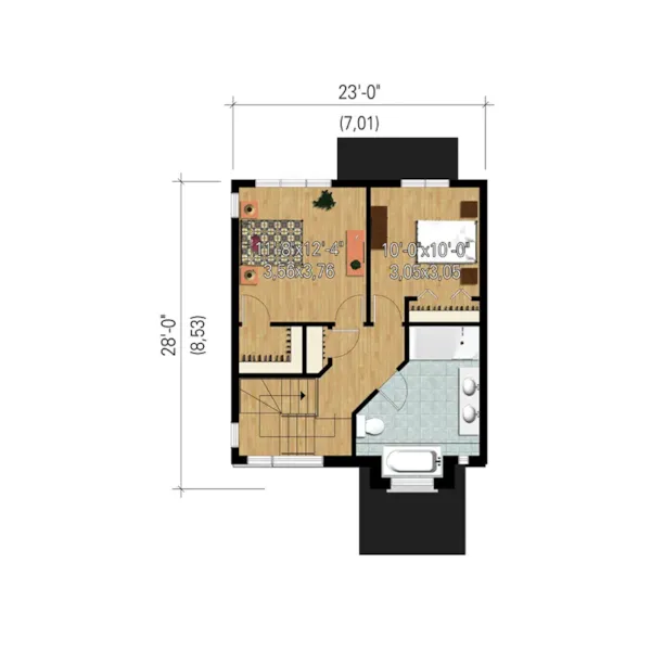 Craftsman House Plan 3D Second Floor - Teel Modern Home 126D-0904 - Shop House Plans and More