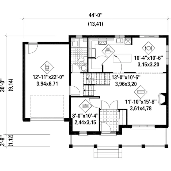 Prairie House Plan First Floor - Telling Place Prairie Home 126D-0905 - Shop House Plans and More