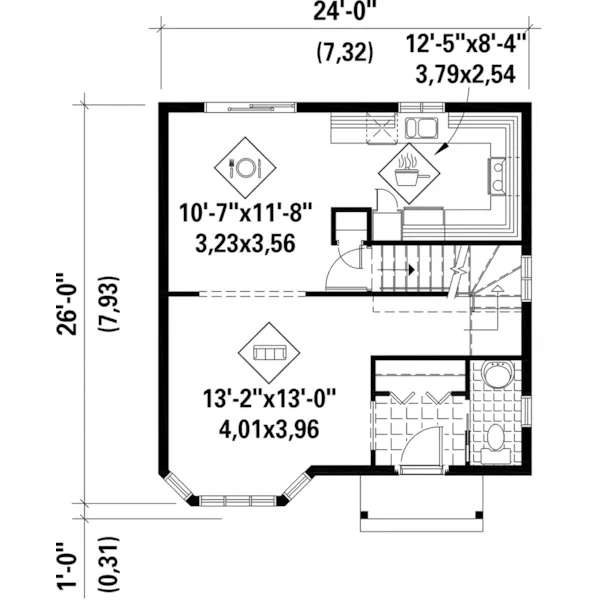 Country House Plan First Floor - Hall Hollow Narrow Lot Home 126D-0915 - Search House Plans and More