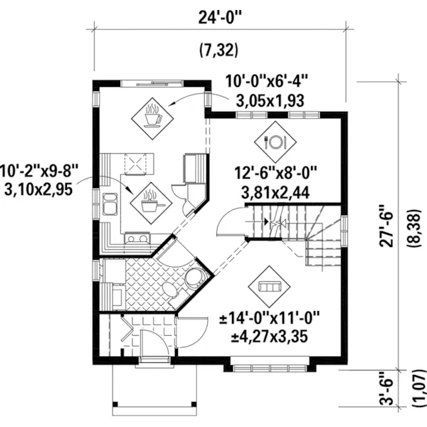 Craftsman House Plan First Floor - Royal Way Narrow Lot Home 126D-0920 - Shop House Plans and More