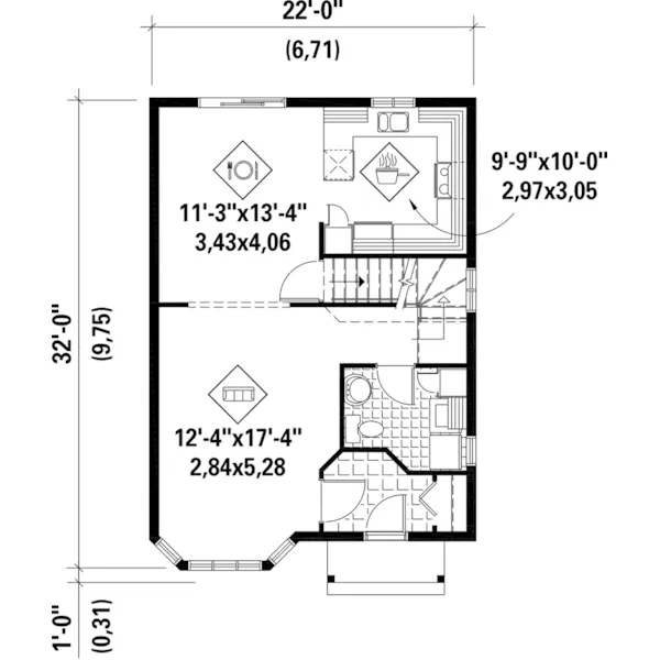 Cape Cod & New England House Plan First Floor - Renee Hill Narrow Lot Home 126D-0934 - Shop House Plans and More