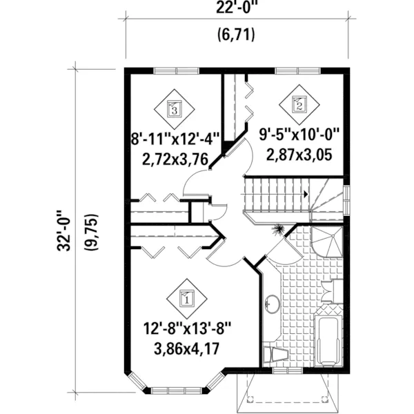 Cape Cod & New England House Plan Second Floor - Renee Hill Narrow Lot Home 126D-0934 - Shop House Plans and More