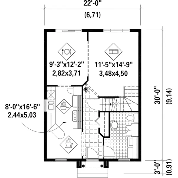 Cape Cod & New England House Plan First Floor - Ambrose Park Narrow Lot Home 126D-0938 - Search House Plans and More