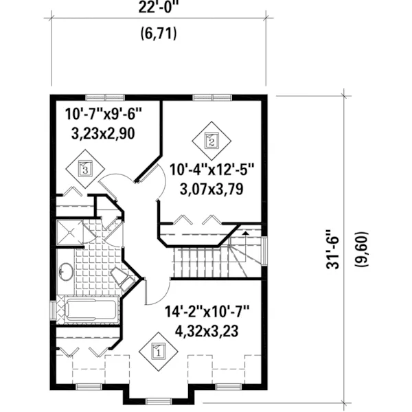 Cape Cod & New England House Plan Second Floor - Ambrose Park Narrow Lot Home 126D-0938 - Search House Plans and More