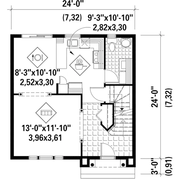 Cape Cod & New England House Plan First Floor - Charrette Creek European Home 126D-0940 - Search House Plans and More