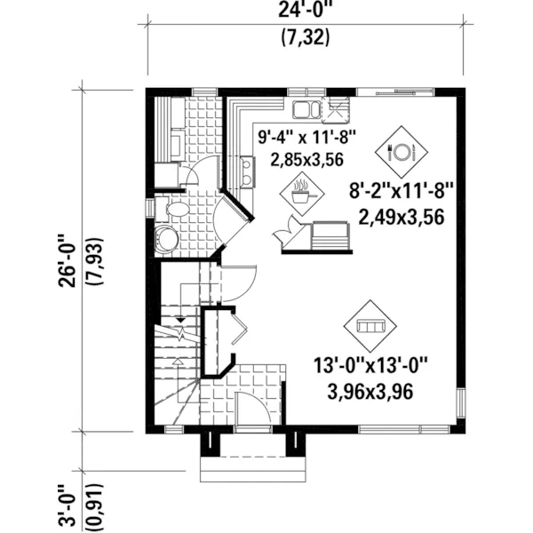 Rustic House Plan First Floor - Heika Rustic Modern Home 126D-0944 - Search House Plans and More