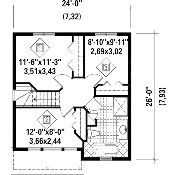 Prairie House Plan Second Floor - Sanchez Narrow Lot Home 126D-0949 - Shop House Plans and More