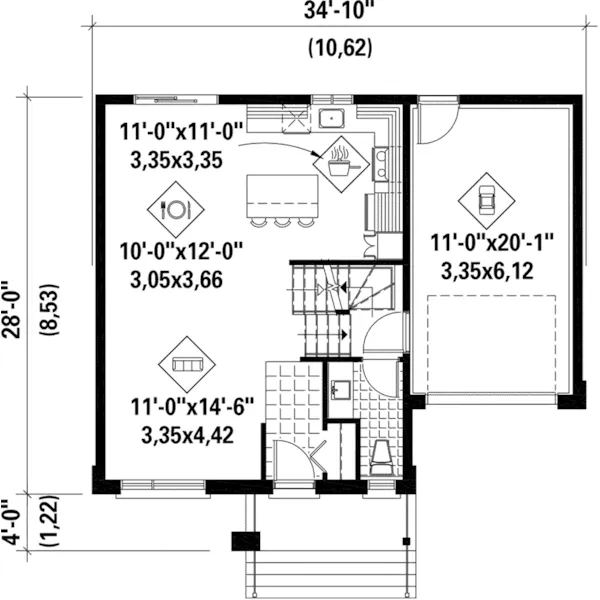 Prairie House Plan First Floor - Ola Modern Prairie Home 126D-0959 - Shop House Plans and More