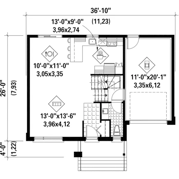 Prairie House Plan First Floor - Porto Modern Home 126D-0960 - Shop House Plans and More