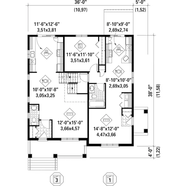 Country House Plan First Floor - Greenwich Hill Country Home 126D-0977 - Search House Plans and More