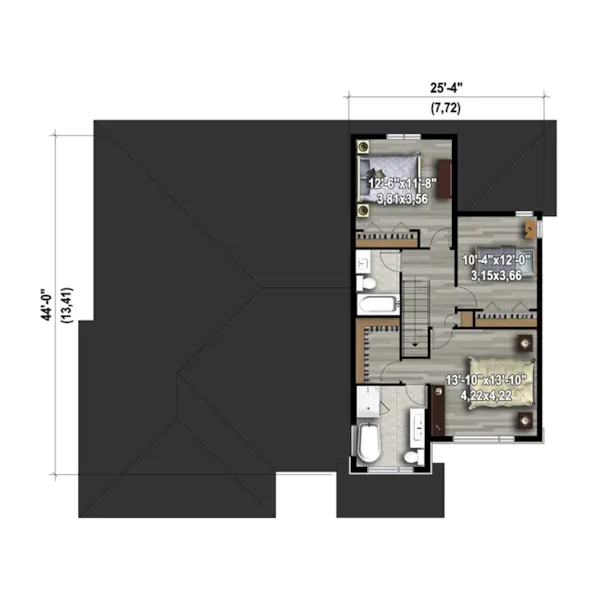 Modern House Plan 3D Second Floor - Marlin Modern Prairie Home 126D-0982 - Shop House Plans and More