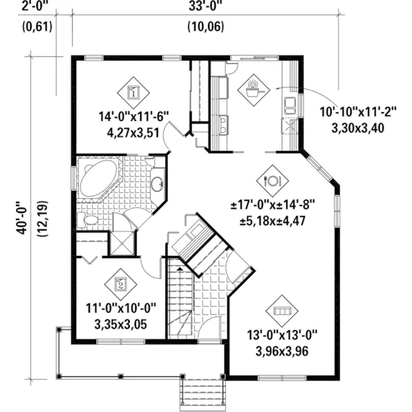 Country House Plan First Floor - Marshall Pass Country Home 126D-0983 - Shop House Plans and More