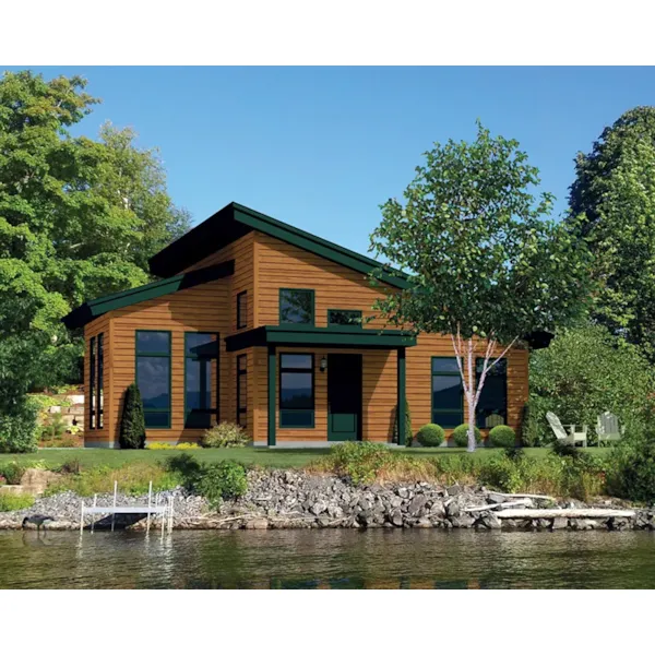 Ranch House Plan Front of Home - Moonlight Bay Modern Cabin 126D-0988 - Shop House Plans and More