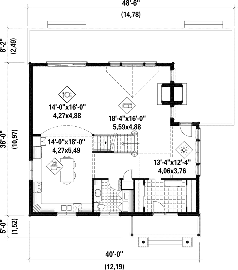 Craftsman House Plan First Floor - Snow Mountain Luxury Home 126D-0989 - Shop House Plans and More