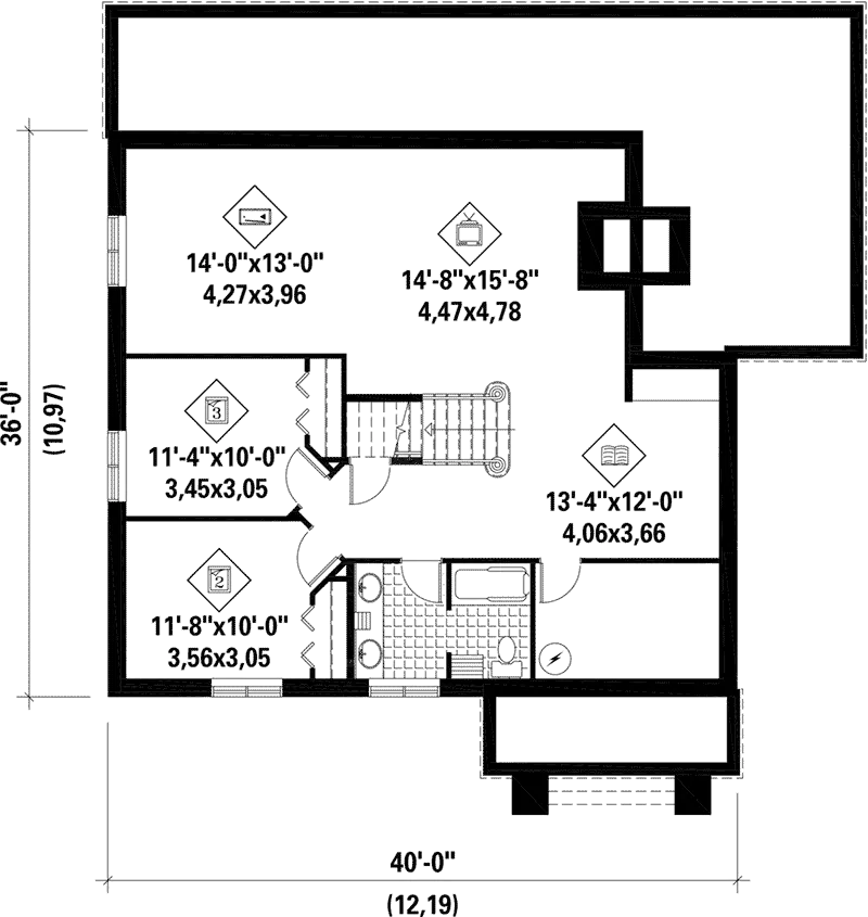 Craftsman House Plan Lower Level Floor - Snow Mountain Luxury Home 126D-0989 - Shop House Plans and More