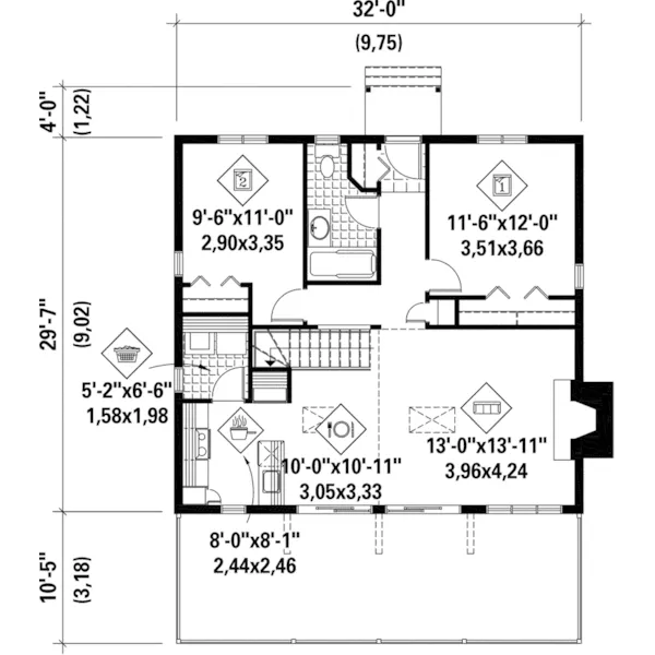 Waterfront House Plan First Floor - Rodgers Peak Vacation Home 126D-0990 - Shop House Plans and More