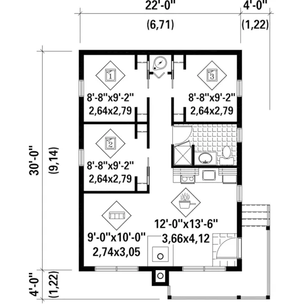 Traditional House Plan First Floor - Wonderland Bay Lake Cabin 126D-0996 - Shop House Plans and More