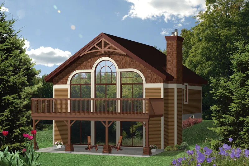 Waterfront House Plan Front of Home - Castaway Cove Lake Cabin 126D-0998 - Search House Plans and More