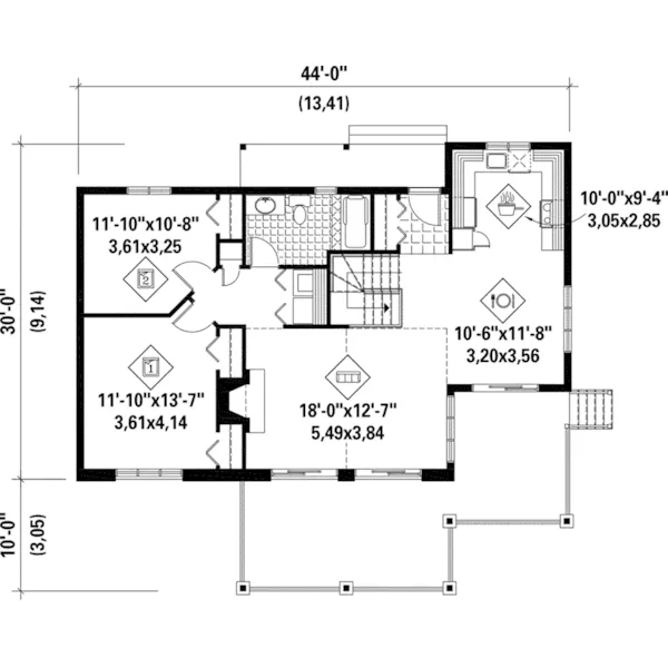 Lake House Plan First Floor - Thurmond Bay Waterfront Home 126D-1001 - Shop House Plans and More