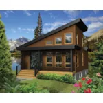 A-Frame House Plan Front of Home - Tree Top Rustic Modern Cabin 126D-1003 - Shop House Plans and More