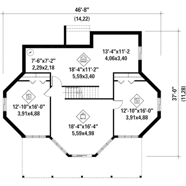 European House Plan Lower Level Floor - Rosebury Bay Waterfront Home 126D-1007 - Shop House Plans and More