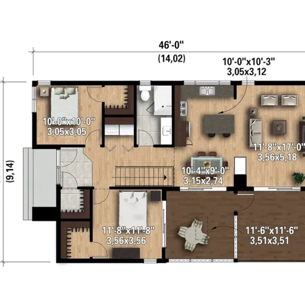 Modern House Plan 3D First Floor - Regatta Bluff Modern Home 126D-1008 - Shop House Plans and More