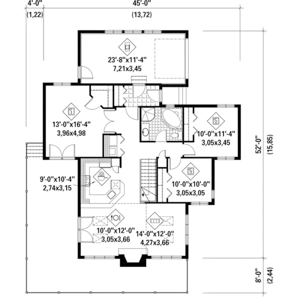 Country House Plan First Floor - Placid Cove Waterfront Home 126D-1010 - Shop House Plans and More