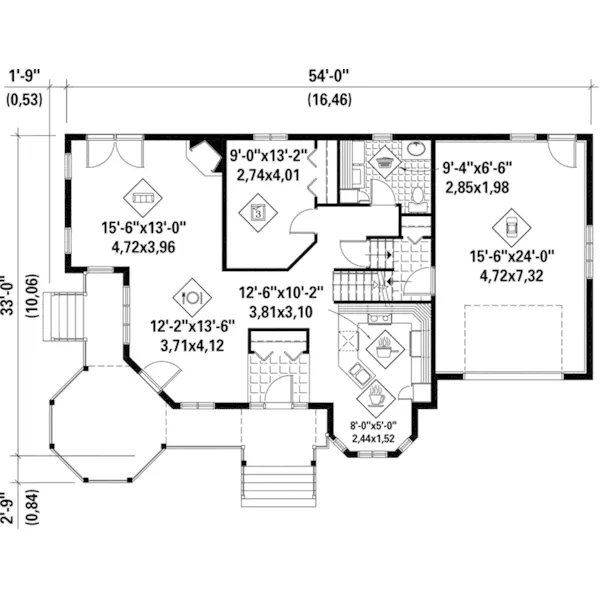 Colonial House Plan First Floor - Mitchum Creek Country Home 126D-1013 - Shop House Plans and More