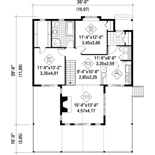 Vacation House Plan First Floor - McNair Lake Waterfront Home 126D-1014 - Shop House Plans and More