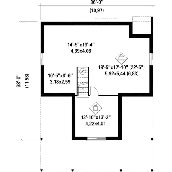 Vacation House Plan Lower Level Floor - McNair Lake Waterfront Home 126D-1014 - Shop House Plans and More