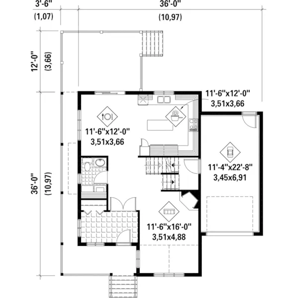 European House Plan First Floor - Matheson Cove Country Home 126D-1015 - Shop House Plans and More