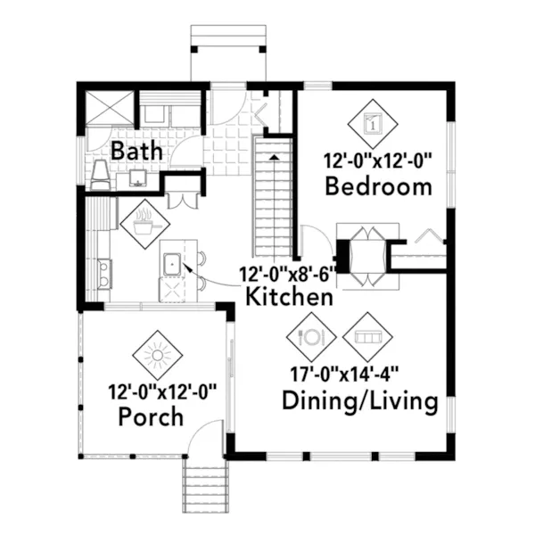 Mountain House Plan First Floor - Milo Rustic Contemporary Home 126D-1016 - Shop House Plans and More