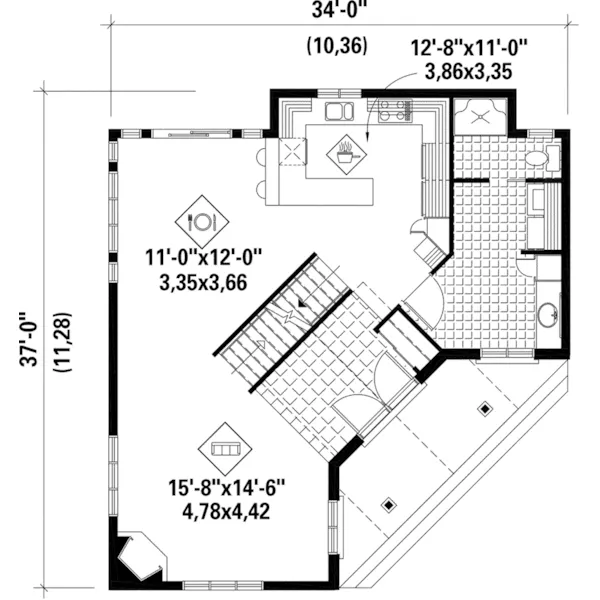 Country House Plan First Floor - Robbins Bay Country Home 126D-1017 - Shop House Plans and More