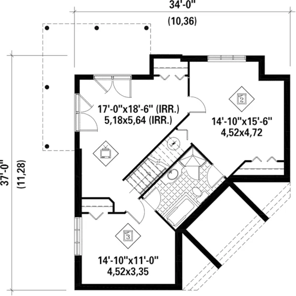 Country House Plan Lower Level Floor - Robbins Bay Country Home 126D-1017 - Shop House Plans and More