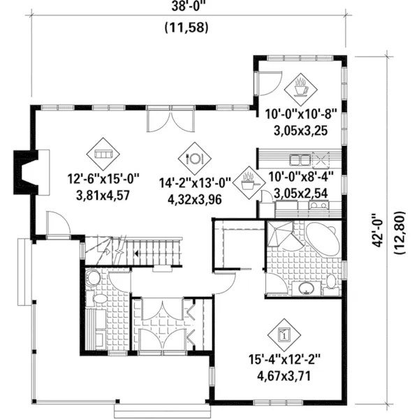 Modern House Plan First Floor - Pecan Bluffs Country Home 126D-1020 - Shop House Plans and More