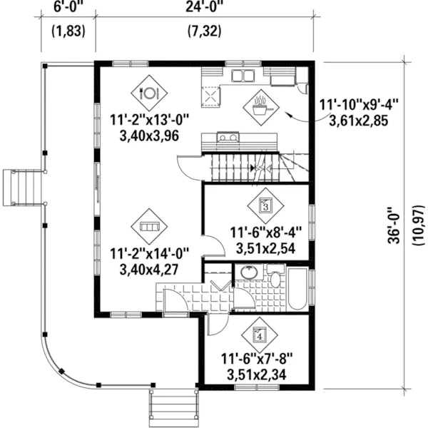 Country House Plan First Floor - Jacque Creek Country Home 126D-1024 - Search House Plans and More