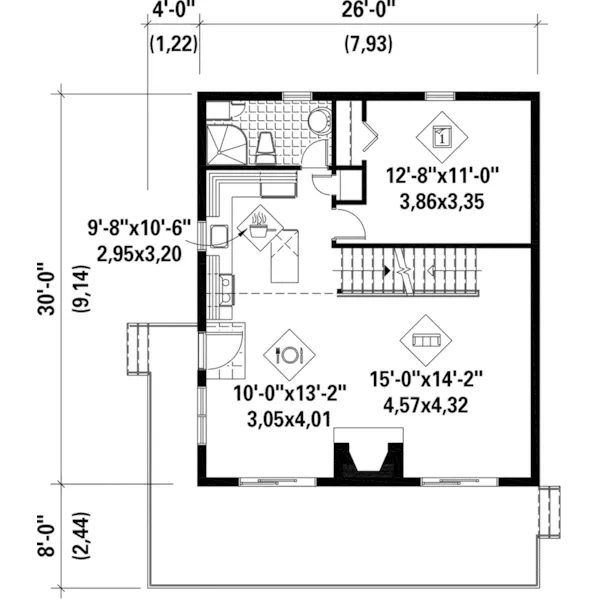 Waterfront House Plan First Floor - Holiday Hill Vacation Home 126D-1025 - Search House Plans and More