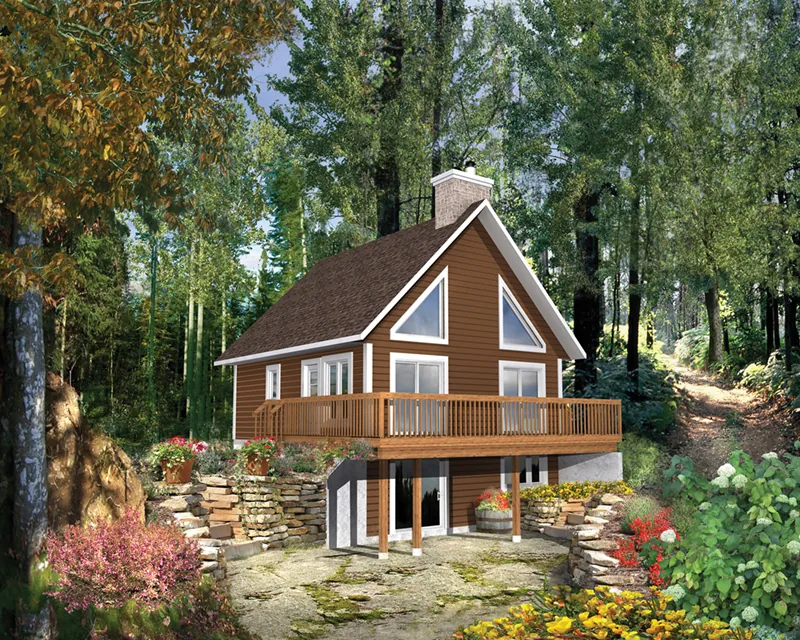 A-Frame House Plan Front of Home - Holiday Hill Vacation Home 126D-1025 - Search House Plans and More