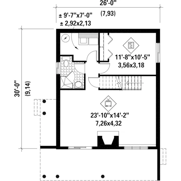 Waterfront House Plan Lower Level Floor - Holiday Hill Vacation Home 126D-1025 - Search House Plans and More