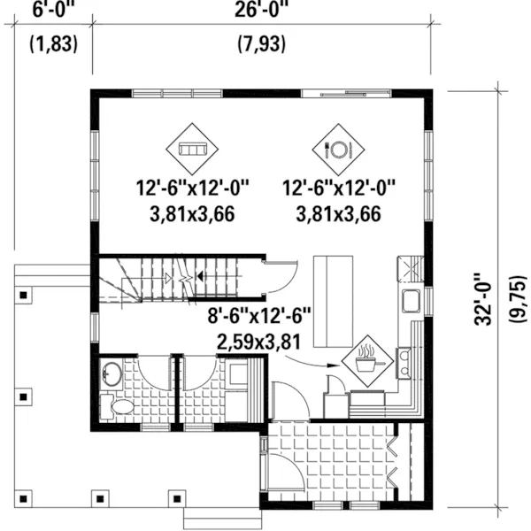 Country House Plan First Floor - Hideout Hill Craftsman Home 126D-1026 - Search House Plans and More