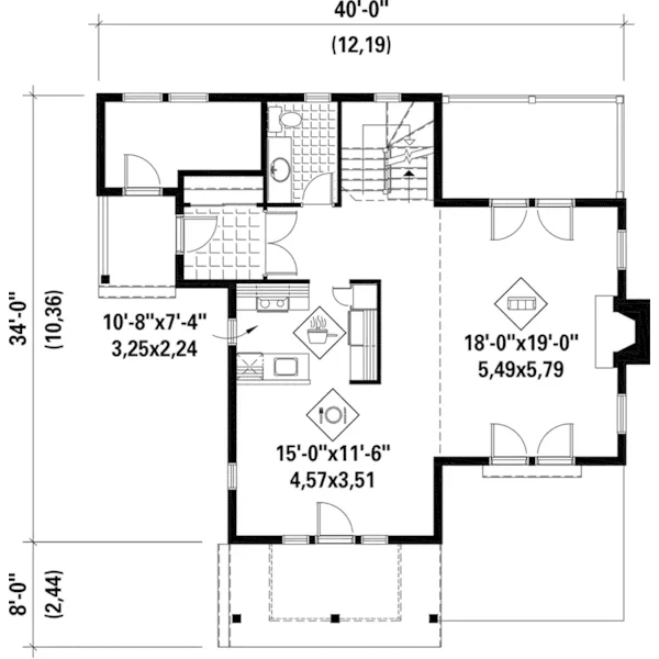 Country House Plan First Floor - Hermann Hill Country Home 126D-1027 - Search House Plans and More