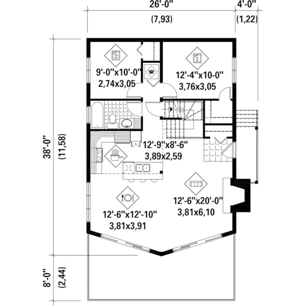 European House Plan First Floor - Howell Lake Waterfront Home 126D-1028 - Search House Plans and More