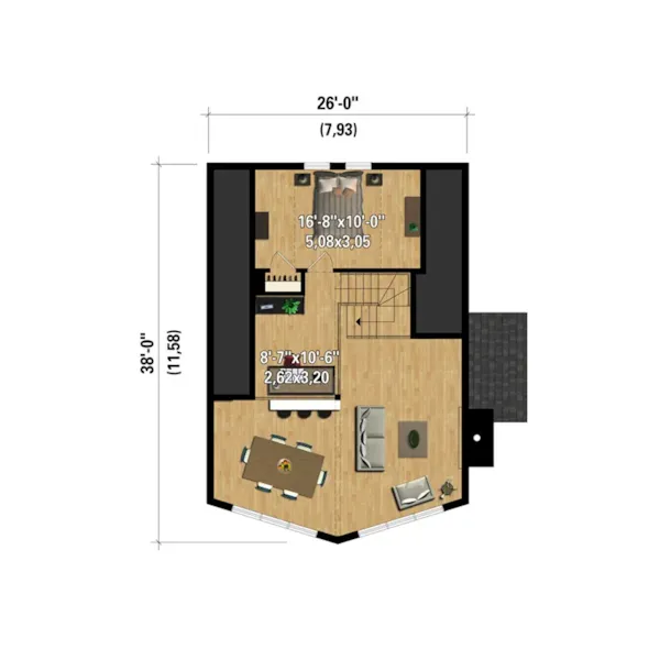 European House Plan 3D Second Floor - Howell Lake Waterfront Home 126D-1028 - Search House Plans and More