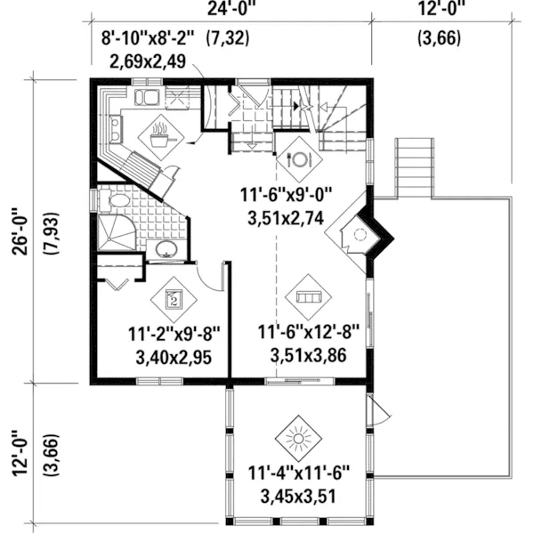 Vacation House Plan First Floor - Bagnell Lake Waterfront Home 126D-1029 - Search House Plans and More