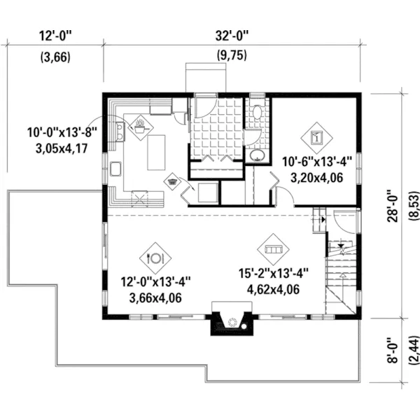 Modern House Plan First Floor - Brandon Valley Vacation Home 126D-1034 - Search House Plans and More