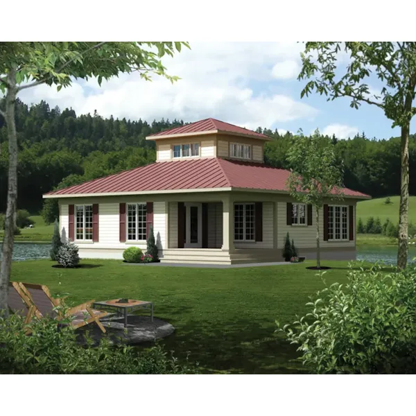 Waterfront House Plan Front of Home - Cindy Cove Vacation Home 126D-1035 - Search House Plans and More